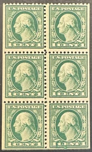 Panel de 6 folletos Washington 1917 1c - Scott 498c - Imperf verticalmente - Como nuevo original - Imagen 1 de 2