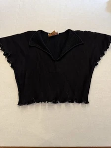 ZANDRA RHODES LONDON BLK SCALLOPED EDGE TOP GR. S - Bild 1 von 4