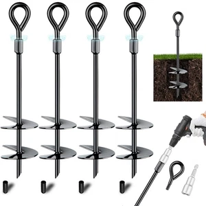 4 Pack Ground Anchors Screw in Tent Stakes Heavy Duty Set with Power Nut Driv... - Bild 1 von 7