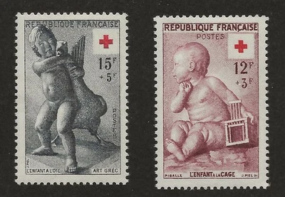 France Semi-Postal - Red Cross ^ Statues - Scott B300-01- Mint NH - Image 1 of 2