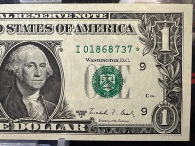 🤩 1988-A $1 FRN STAR NOTE $1 DOLLAR BILL ( MINNEAPOLIS “I” ) UNC - Image 1 of 4