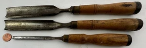 3 James Swan Socket Firmer Gouges with Handles 1 ",  7/8" & 1/4" Ready To Use - Picture 1 of 11