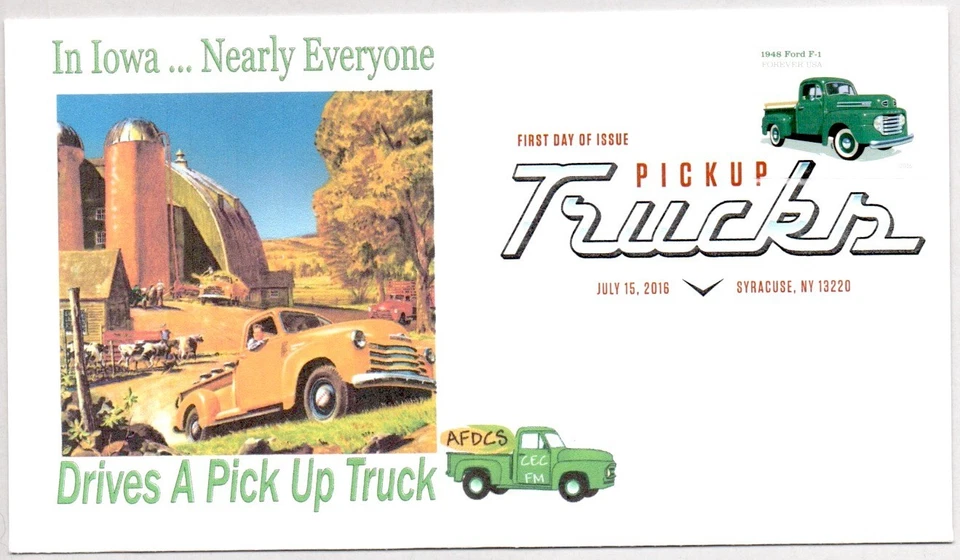 #5103 1948 FORD F-1 PICKUP TRUCK FIRST DAY OF ISSUE, COLOR CANCEL FDC - Image 1 of 1