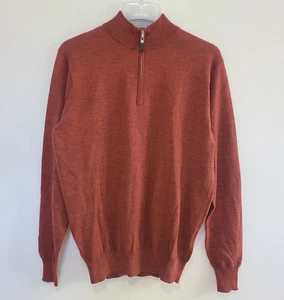 Suéter Peter Millar Para Hombre 1/4 Cremallera Pullover Talla M Lana Naranja Óxido - Imagen 1 de 7