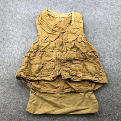 Vintage Hunting Game Vest Mens Small Brown Canvas Utility Pockets Outdoor Game - Image 1 of 4