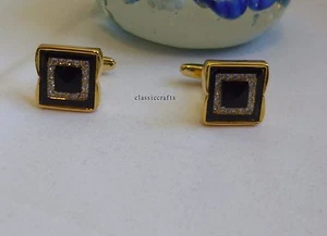 18K gold plated solid brass CZ Convex square Cufflink Size:16mm - Picture 1 of 6