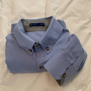 EUC W[dablju:] Long Sleeve Blue Flip Cuff Button Down Cotton Oxford Shirt Sz XL - Picture 1 of 12