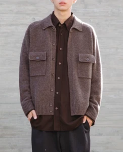 Lemaire Uniqlo U Men Lambswool Knitted Jacket Brown NWT - Picture 1 of 13