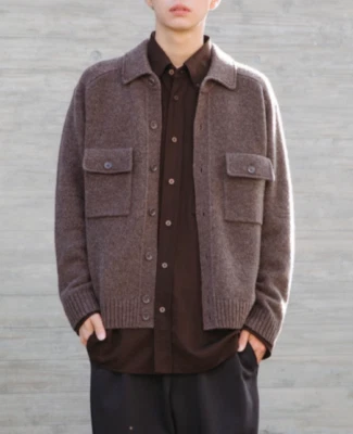Lemaire Uniqlo U Men Lambswool Knitted Jacket Brown NWT - Image 1 of 4