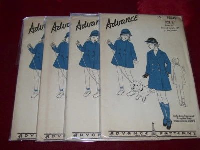 🌹UNCIRCULATED 1936-1937 ADVANCE #1809-GIRLS DOUBLE BREASTED COAT PATTERN  6 FF - Image 1 of 3