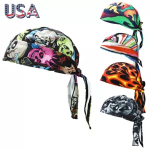Cooling Motorcycle Wrap Biker Du Do Black Bandana Doo Rag Head Skull Cap Durag - Picture 1 of 22