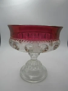 vintage Kings Crown Thumprint footed compote by Indiana Glass - Picture 1 of 8