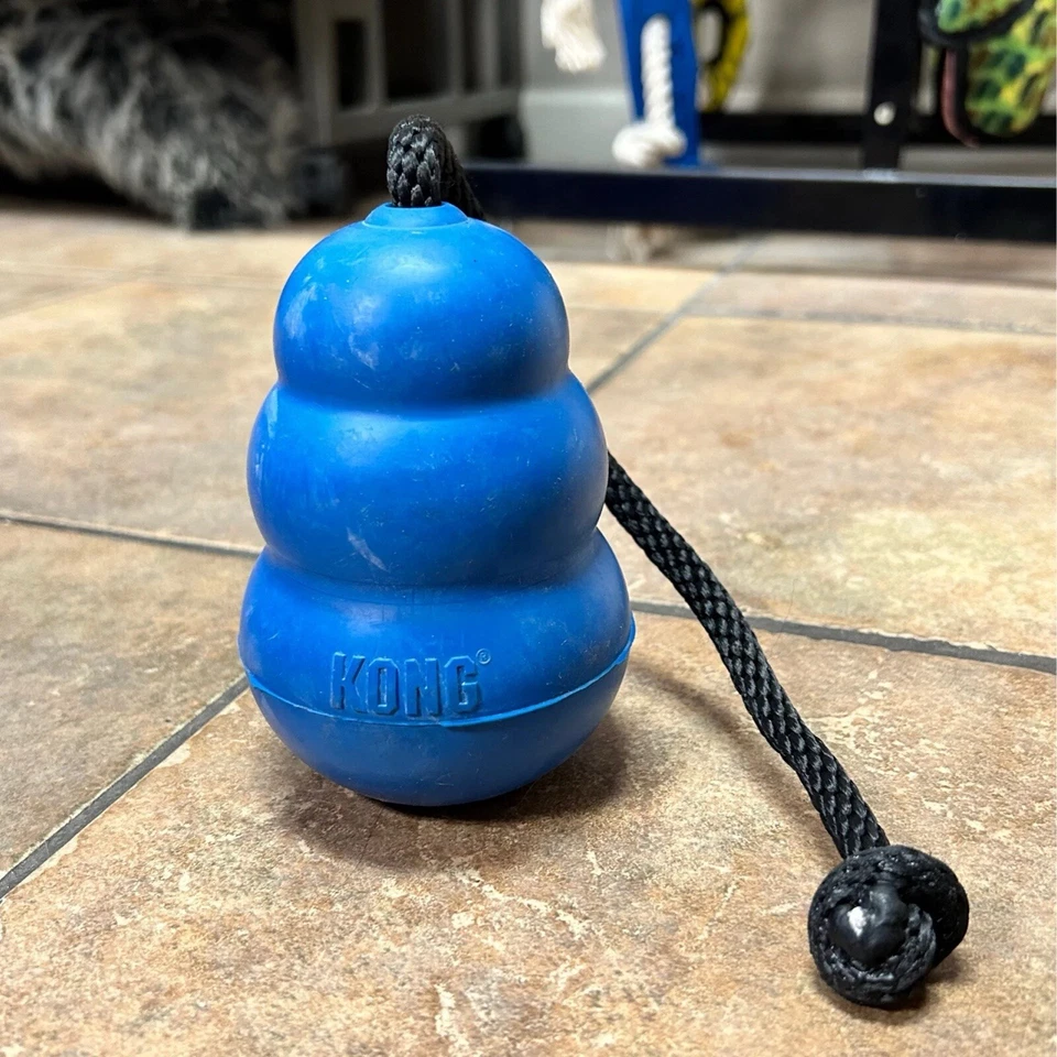 Juguete clásico para masticar de goma para perros KONG - extra grande, remolcador azul Ray Allen con cuerda Foto 1 de 1