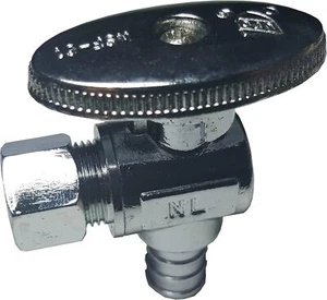 1/2" Pex x 3/8" Od Compression 1/2 Turn Angle Stop Valve- Brass With Metal handl - Picture 1 of 1