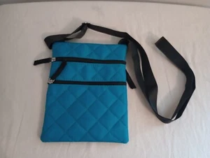 Quilted Lightweight Turquoise Crossbody Travel Mini Bag, Zipper Close Purse - Picture 1 of 2