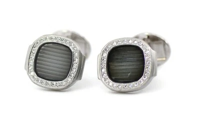 Abotoaduras de ouro branco 18K com diamante Patek Philippe Nautilus - Imagem 1 de 3