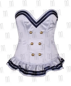 Matrose Mini Überbrust Korsett Kleid aus Satin, Bandborten Wespete. Halloween - Bild 1 von 4