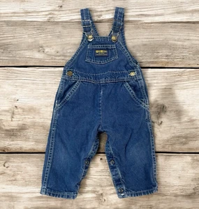 Salopette vintage OshKosh B'Gosh Vestbak denim bambino taglia 12 mesi USA fattoria gioco carina - Foto 1 di 14