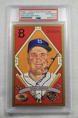DUKE SNIDER Signed Perez Steele Postcard-HOF-BROOKLYN DODGERS-PSA - Image 1 of 4