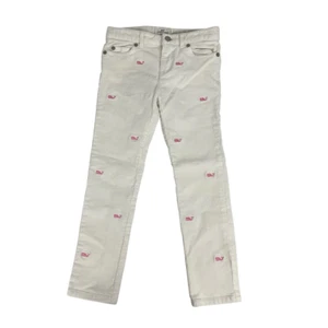 Vineyard Vines Girls size 7 Marshmallow Corduroy Pants Pink Whales - Picture 1 of 7