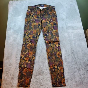 For All Mankind Jeans Womens 28 Floral Camo Pants Made USA Stretch Cotton Blend - Picture 1 of 9