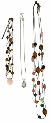 LIA SOPHIA~Lote de 3 Collares~2 Cuentas y Dos Tonos Colgante con Collar Cadena Serpiente Foto 1 de 4