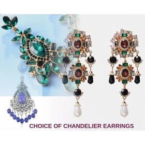 HERBST FARBE OHRRINGE Strass Urlaub Statement Chandelier Auswahl + Etui - Bild 1 von 10