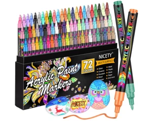 NICETY 72 Colors Acrylic Paint Pens Paint Markers, Extra Fine Tip Point Acrylic - Picture 1 of 9