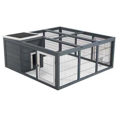 Rabbit Hutch Outdoor, Guinea Pig House, Bunny Run Cage with Openable Top - Image 1 of 4