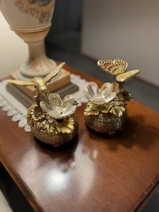 Vintage Gold Kolibri & Schmetterling Automat mechanische Spieluhr zum Aufziehen - Bild 1 von 1