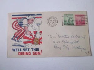 WWII US 1943 patriotic cachet Uncle Sam Tojo we'll set his rising sun! - Picture 1 of 3