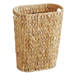 Wicker Trash CanBathroom Trash CanWater Hyacinth Wicker Waste Basket for Bath... - Picture 1 of 9