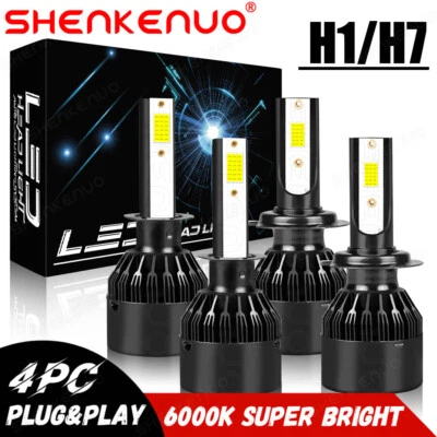 For BMW E38 1999-2001 740i 740iL 750iL H7 & H1 LED Headlight 6000K 4x Bulbs - Image 1 of 4