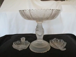Hobbs, Brockunier & Co #90 Tree of Life Hand Large Compote, 2 small bowls c1879 - Picture 1 of 12
