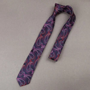 Dan Smith DAE7B07F Navy Red Pink Paisley Skinny NeckTie For Men Interview Good - Picture 1 of 3