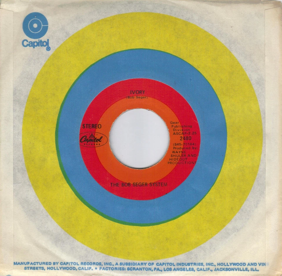 BOB SEGER  Ivory / The Last Song  original 45 from 1969 - Image 1 of 1