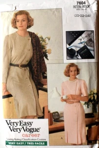 VOGUE PATTERN 7604 DRESS SCARF MISSES/PETITE SIZES 20 22 24 UNCUT VINTAGE 1989 - Picture 1 of 2