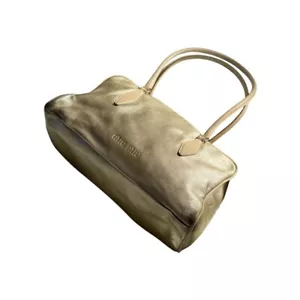 miu miu Archive Hand bag mini Boston bag Leather Gold 90s Vintage Used - Picture 1 of 10