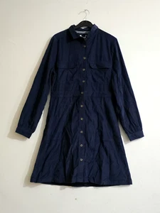 Ex Fat Face Women's Cord Button Through Knee Length Shirt Dress in Navy Blue - Picture 1 of 5