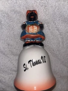 Vintage Ceramic Bell Souvenir St. Thomas Virgin Islands VI Lady w/ Fruit Basket - Picture 1 of 7