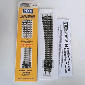 Peco SL-E387F Fine scale curved double radius left hand point VGC - Picture 1 of 3