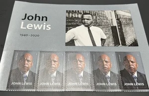 Scott # 5801 ~ Header Strip of 5 ~ Forever Issue, John Lewis Stamp U.S. Postage - Picture 1 of 1