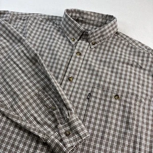 Lakin Mckey Men's Size 2XLT Long Sleeve Shirt Brown White Micro Check Button Up - Picture 1 of 16