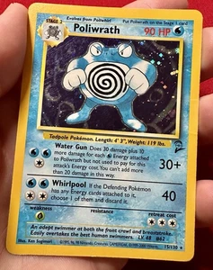 Pokemon TCG Poliwrath 15/130 Base Set 2 Unlimited Holo Rare - Picture 1 of 4