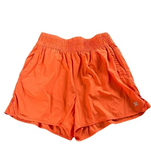 Sweaty Betty Orange Parachute Material Shorts Pockets Size M - 10/12 - Picture 1 of 9