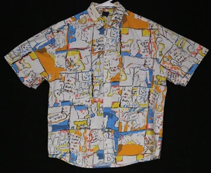 Vintage 80s 90s JAG Comics All Over Print RARE Button Up Shirt Mens Medium READ - Picture 1 of 18