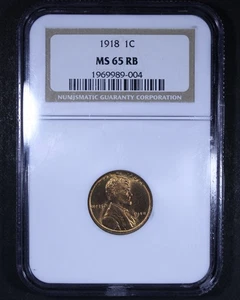 1918 Lincoln Wheat Cent - 1c NGC MS65 RB - Red Brown - Nice Coin! - Picture 1 of 4