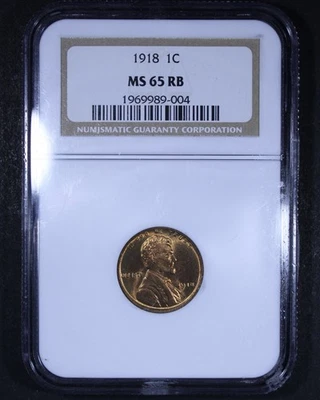 1918 Lincoln Wheat Cent - 1c NGC MS65 RB - Red Brown - Nice Coin! - Image 1 of 4