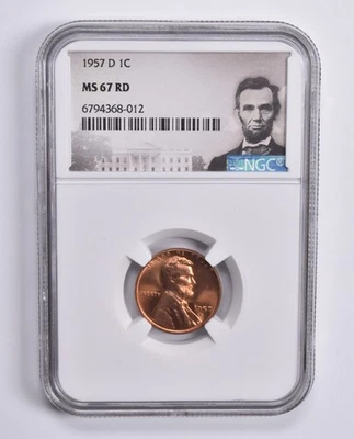MS67 RD 1957-D Lincoln Wheat Cent NGC Special Lbl *0713 - Image 1 of 4