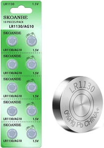 SKOANBE LR1130 AG10 Button Cell Battery 10 Pack Long Lasting Power - Picture 1 of 11